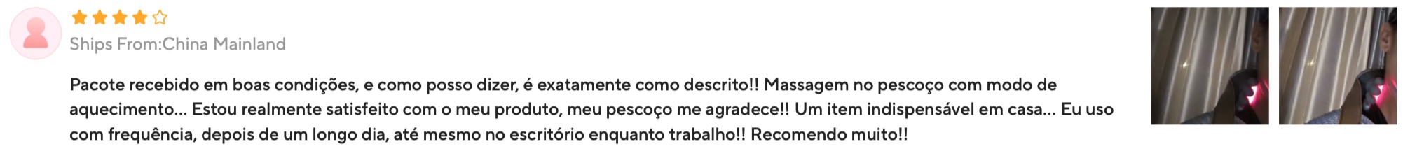 Avaliação de cliente