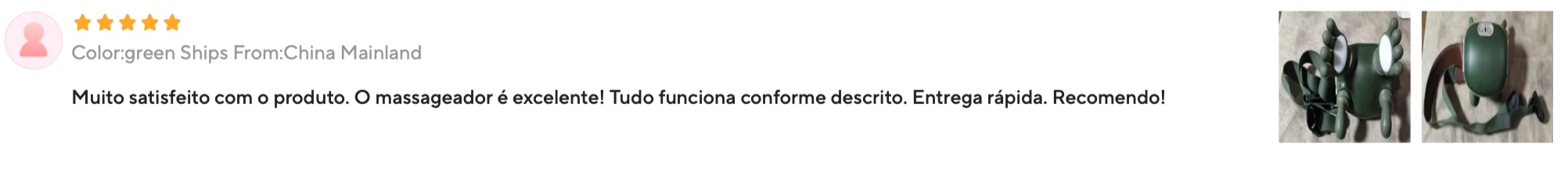Avaliação de cliente